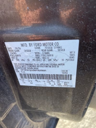 2006 Ford F-150 Location - Large Trucks & Vans - Row 24 - Stock # H50865