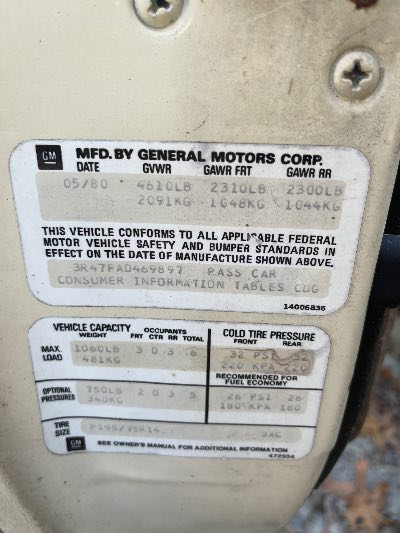 1980 OLDSMOBILE CUTLASS Location - GM - Row 31 - Stock # H50638