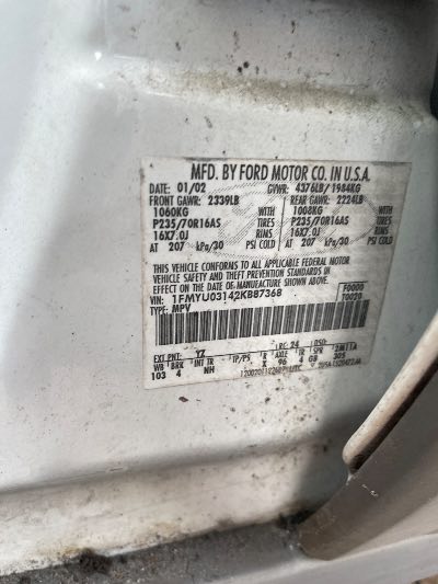2002 Ford Escape Location - Ford - Row 25 - Stock # H51200