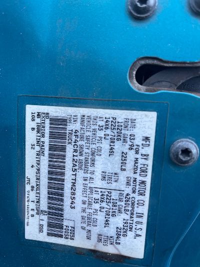 1996 Mazda B-Series Location - Ford - Row 27 - Stock # H51255