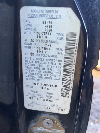 1991 Nissan Pickup Location - Imports - Row 42 - Stock # H51261