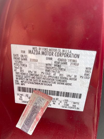 2006 Mazda Tribute Location - Ford - Row 29 - Stock # H51449