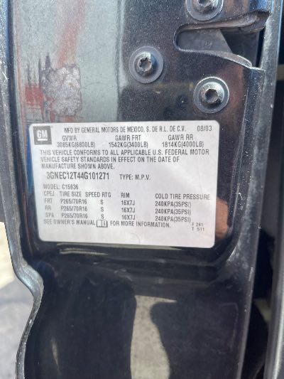 2004 Chevrolet Avalanche Location - Large Trucks & Vans - Row 15 - Stock # H51522