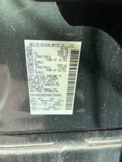 2004 Nissan Armada Location - Large Trucks & Vans - Row 17 - Stock # H51543