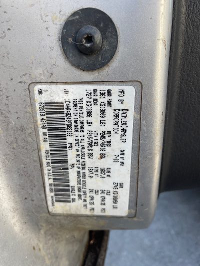 2003 Dodge Durango Location - Chrysler - Row 40 - Stock # H51553