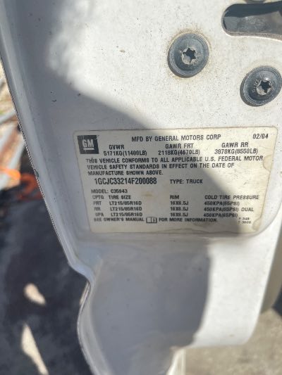 2004 Chevrolet Silverado 3500 Location - Imports - Row 999 - Stock # H51565