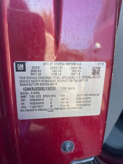 2011 Chevrolet Traverse Location - GM - Row 34 - Stock # H51569