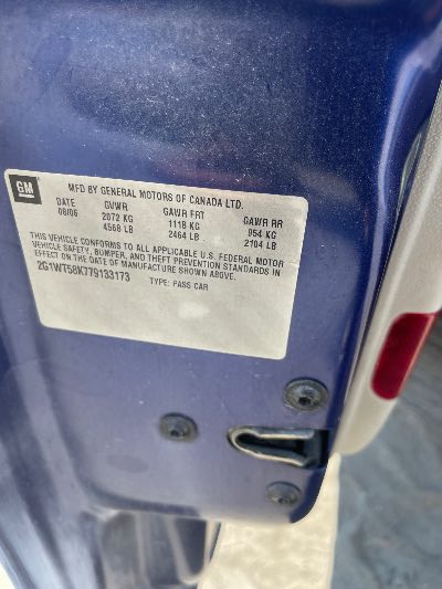 2007 Chevrolet Impala Location - GM - Row 40 - Stock # H51622