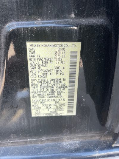 2005 Nissan Pathfinder Location - Imports - Row 5 - Stock # H51615