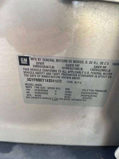 2010 Cadillac SRX Location - GM - Row 35 - Stock # H51718