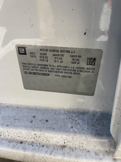 2014 Chevrolet Sonic Location - GM - Row 27 - Stock # H52061