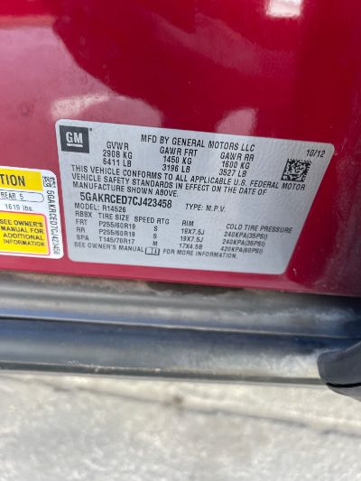 2012 Buick Enclave Location - GM - Row 28 - Stock # H52066