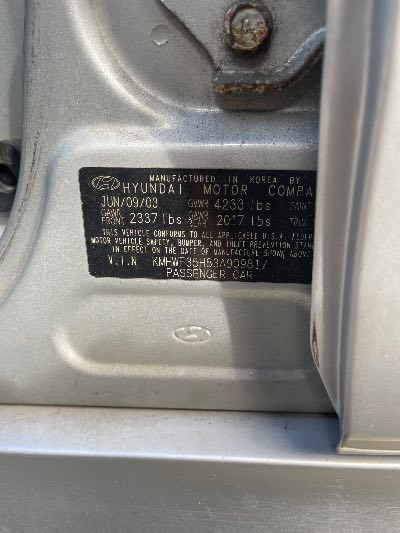 2003 Hyundai Sonata Location - Imports - Row 26 - Stock # H52320