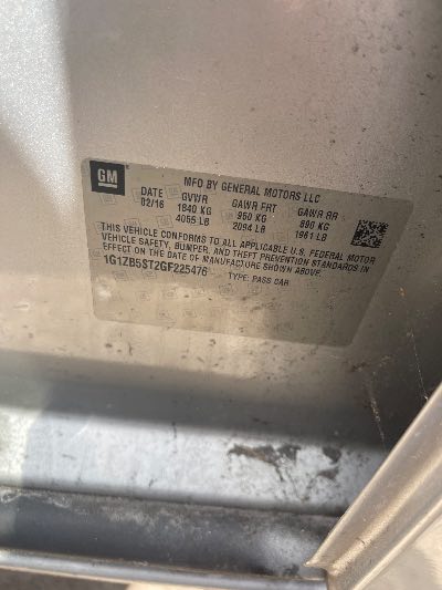 2016 Chevrolet Malibu Location - GM - Row 33 - Stock # H52316