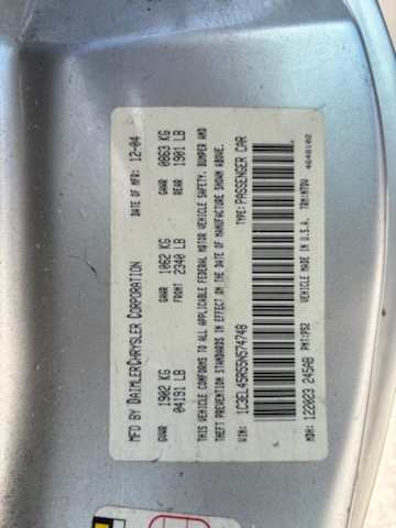2005 Chrysler Sebring Conv Location - Chrysler - Row 41 - Stock # H52502