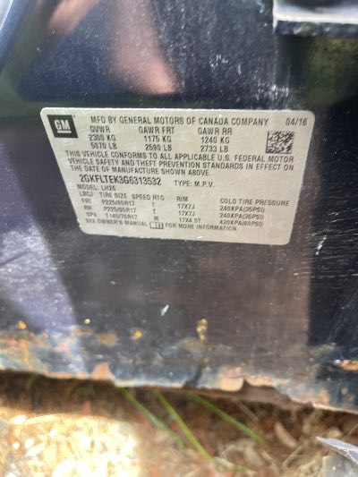 2016 GMC Terrain Location - GM - Row 36 - Stock # H52533