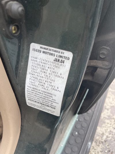 2004 Isuzu Rodeo Location - Imports - Row 9 - Stock # H52575