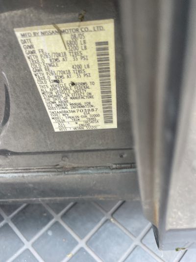 2006 Nissan Armada Location - Large Trucks & Vans - Row 33 - Stock # H52687