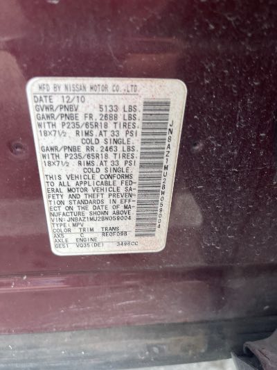 2011 Nissan Murano Location - Imports - Row 10 - Stock # H52660