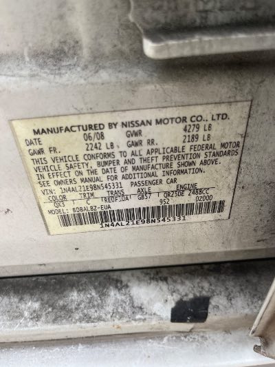 2008 Nissan Altima Location - Imports - Row 11 - Stock # H52695