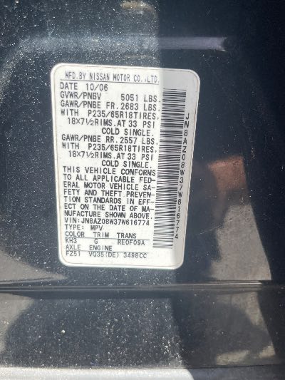 2007 Nissan Murano Location - Imports - Row 15 - Stock # H52828