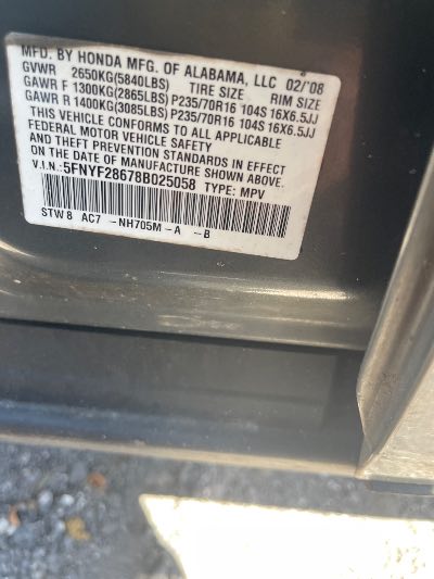 2008 Honda Pilot Location - Imports - Row 21 - Stock # H52939