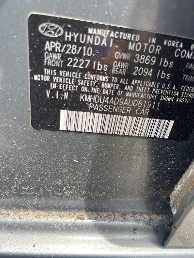 2010 Hyundai Elantra Location - Imports - Row 21 - Stock # H52950