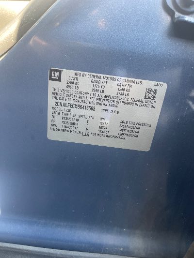 2011 Chevrolet Equinox Location - GM - Row 27 - Stock # H53011