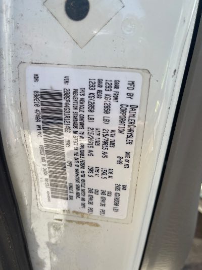 2001 Dodge Grand Caravan Location - Chrysler - Row 38 - Stock # H53166