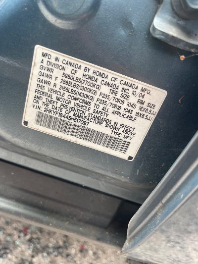 2005 Honda Pilot Location - Imports - Row 7 - Stock # H53376