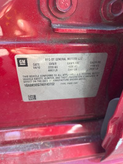 2010 Cadillac CTS Sedan Location - GM - Row 31 - Stock # H53330