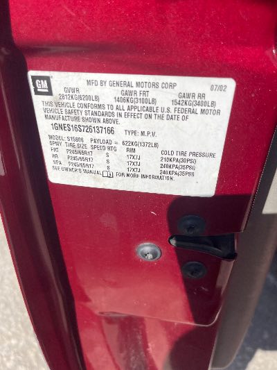 2002 Chevrolet TrailBlazer Location - GM - Row 31 - Stock # H53331