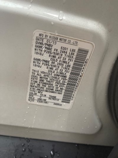 2010 INFINITI FX35 Location - Imports - Row 6 - Stock # H53440