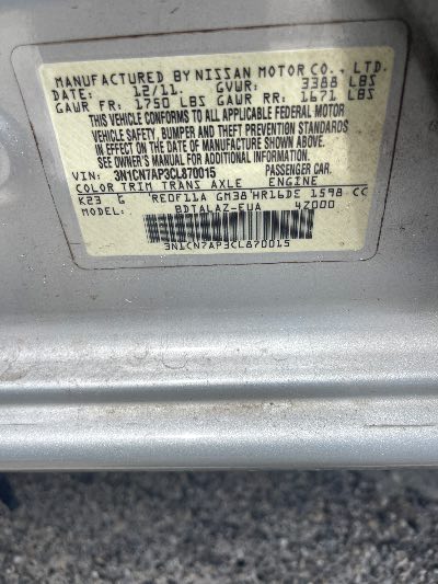 2012 Nissan Versa Location - Imports - Row 22 - Stock # H53086