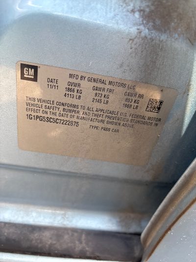 2012 Chevrolet Cruze Location - GM - Row 35 - Stock # H53587