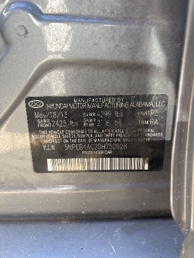 2013 Hyundai Sonata Location - Imports - Row 13 - Stock # H53613