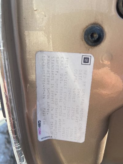 1994 Buick Century Location - GM - Row 36 - Stock # H53663