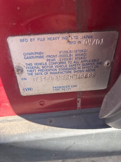 2002 Subaru Forester Location - Imports - Row 18 - Stock # H53742