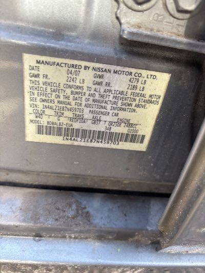 2007 Nissan Altima Location - Imports - Row 22 - Stock # H53827
