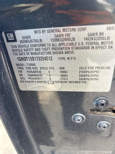 2007 Chevrolet TrailBlazer Location - GM - Row 38 - Stock # H53860