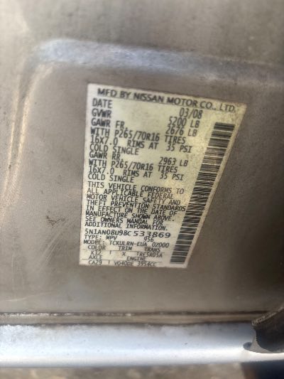 2008 Nissan Xterra Location - Imports - Row 23 - Stock # H53861