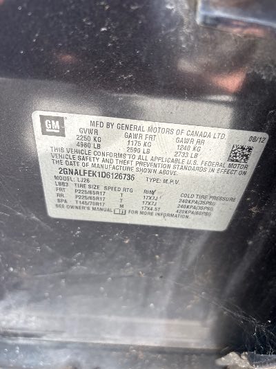 2013 Chevrolet Equinox Location - GM - Row 40 - Stock # H53933