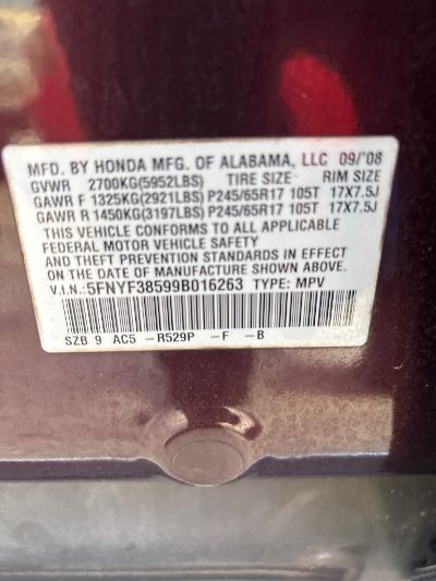 2009 Honda Pilot Location - Imports - Row 45 - Stock # H53687