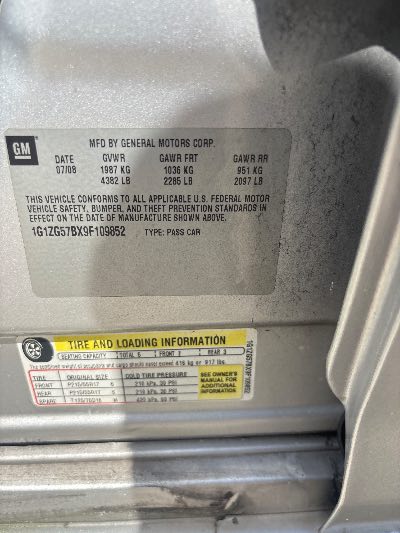 2009 Chevrolet Malibu Location - GM - Row 25 - Stock # H54016