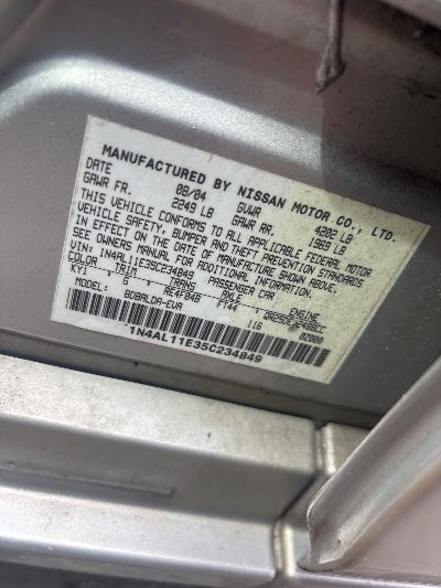 2005 Nissan Altima Location - Imports - Row 6 - Stock # H54157