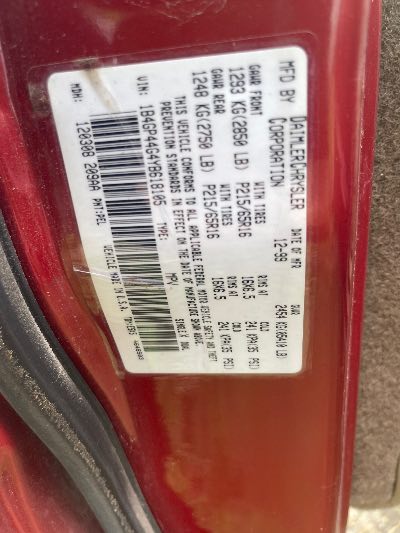 2000 Dodge Grand Caravan Location - Chrysler - Row 43 - Stock # H54099