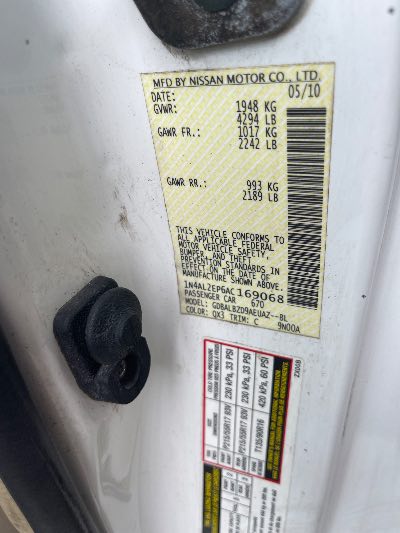2010 Nissan Altima Location - Imports - Row 11 - Stock # H54305