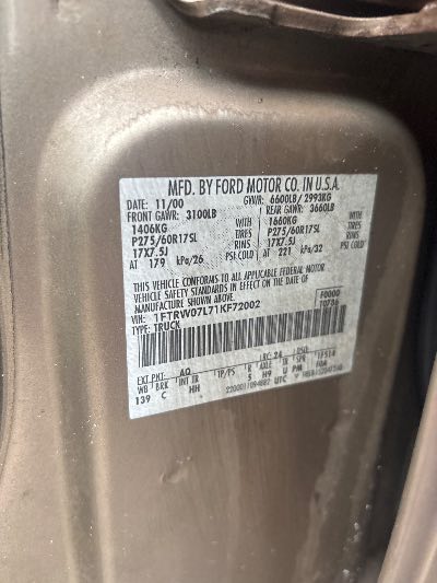 2001 Ford F-150 Location - Large Trucks & Vans - Row 49 - Stock # H54347