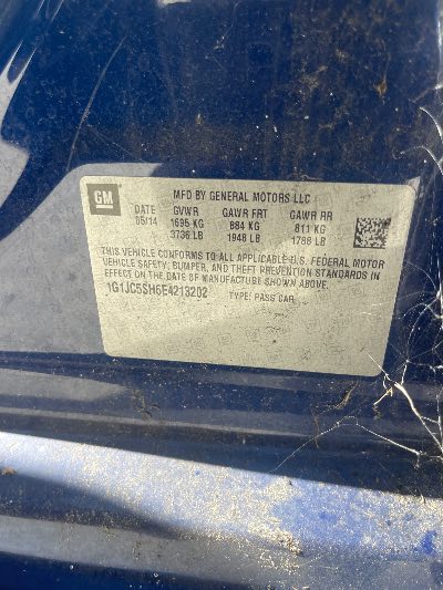 2014 Chevrolet Sonic Location - GM - Row 34 - Stock # H54478