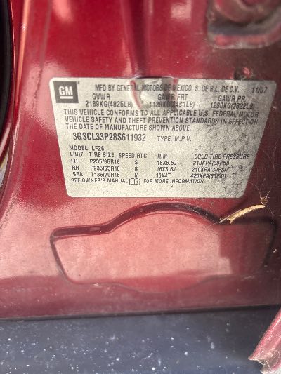 2008 Saturn VUE Location - GM - Row 35 - Stock # H54527